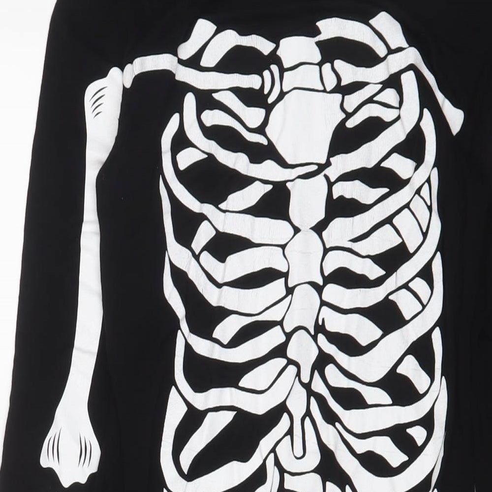 Boohoo Womens Black Viscose Bodycon Size 12 Boat Neck Pullover - Skeleton