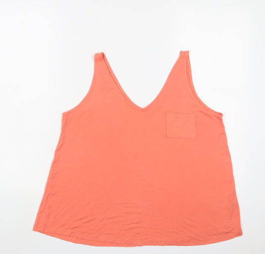 Warehouse Womens Orange Viscose Basic Tank Size 12 V-Neck