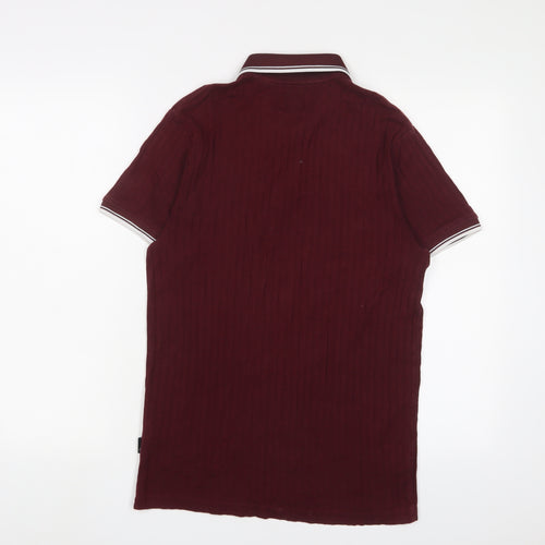 Burton Mens Red Cotton Polo Size S Collared Zip