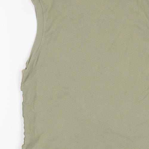 Dorothy Perkins Womens Green Cotton Basic Tank Size 14 Crew Neck - Ruched sides