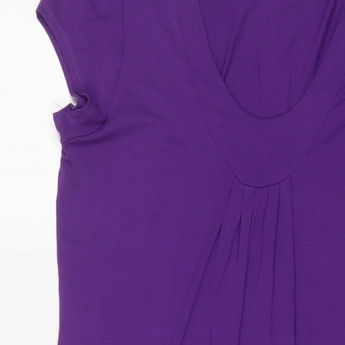 Marks and Spencer Womens Purple Viscose A-Line Size 14 Scoop Neck Pullover - Pleated