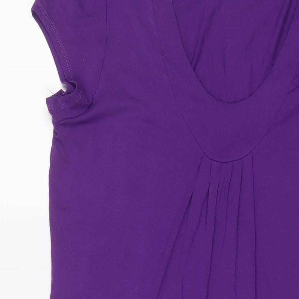 Marks and Spencer Womens Purple Viscose A-Line Size 14 Scoop Neck Pullover - Pleated