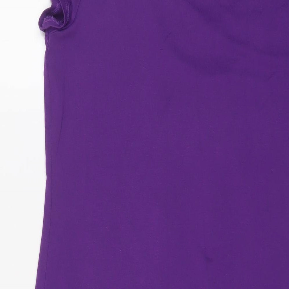 Marks and Spencer Womens Purple Viscose A-Line Size 14 Scoop Neck Pullover - Pleated
