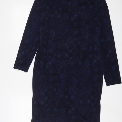 Apricot Womens Blue Animal Print Elastane A-Line Size 14 Round Neck Pullover