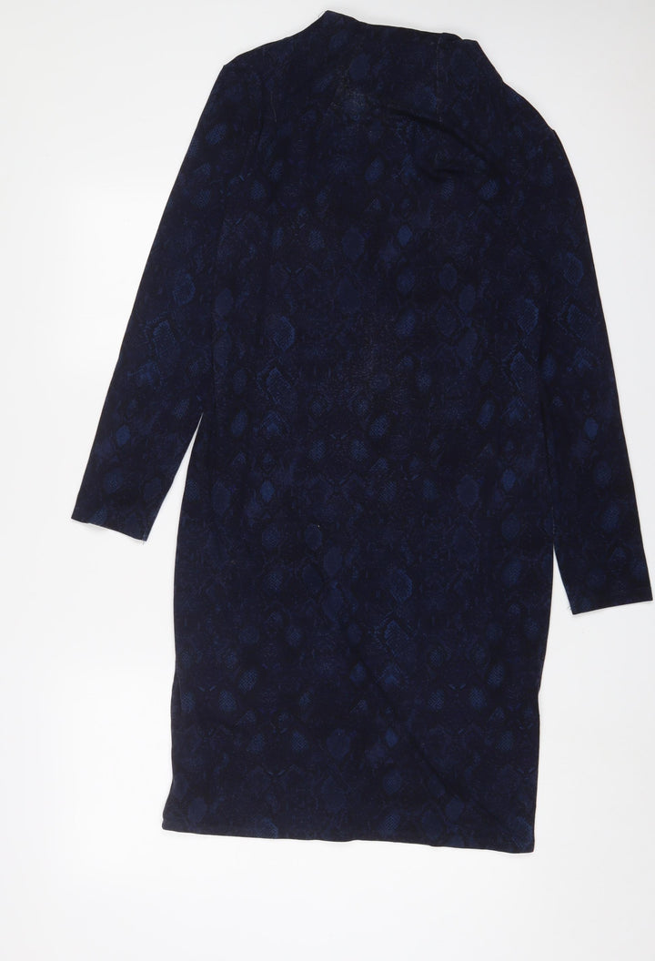 Apricot Womens Blue Animal Print Elastane A-Line Size 14 Round Neck Pullover