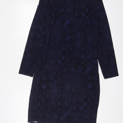 Apricot Womens Blue Animal Print Elastane A-Line Size 14 Round Neck Pullover