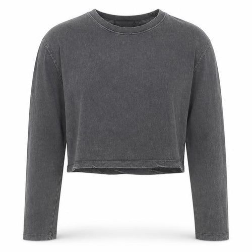 Stradivarius Womens Grey Cotton Cropped T-Shirt Size M Crew Neck