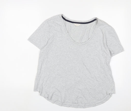 Per Una Womens Grey Cotton Basic T-Shirt Size 10 Scoop Neck