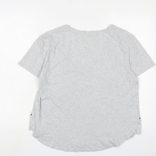 Per Una Womens Grey Cotton Basic T-Shirt Size 10 Scoop Neck