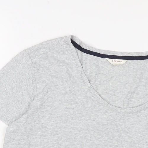 Per Una Womens Grey Cotton Basic T-Shirt Size 10 Scoop Neck