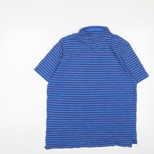 Boden Mens Blue Striped Cotton Polo Size L Collared Button