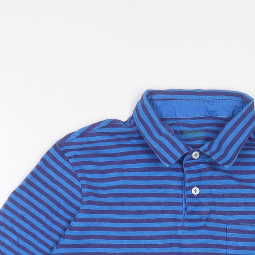 Boden Mens Blue Striped Cotton Polo Size L Collared Button