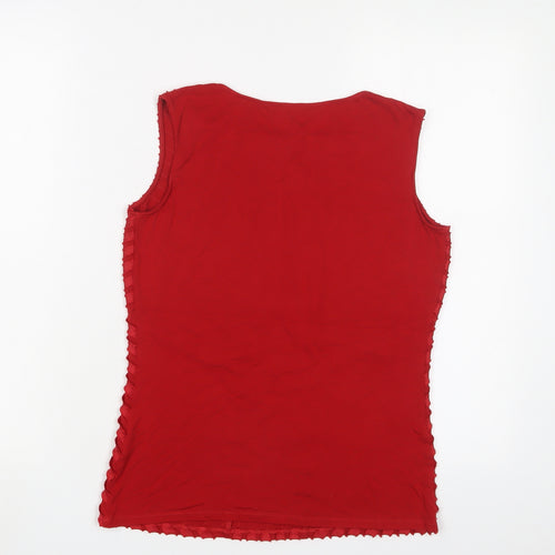 Principles Womens Red Polyester Basic Tank Size 10 Boat Neck