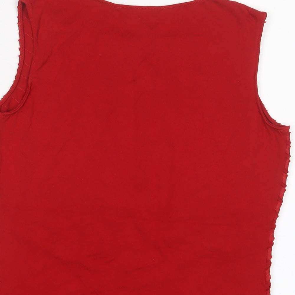 Principles Womens Red Polyester Basic Tank Size 10 Boat Neck