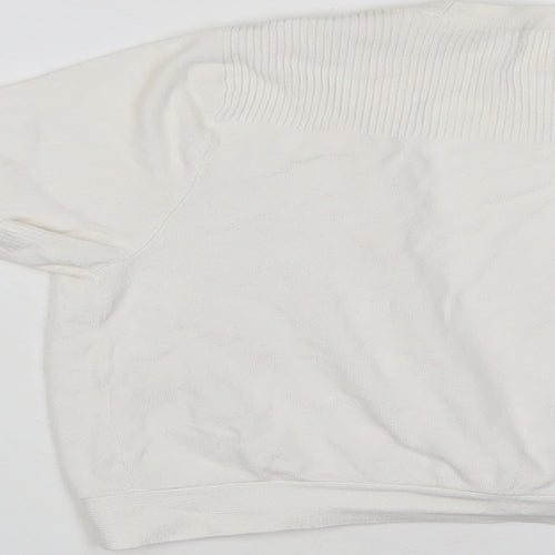 Marks and Spencer Womens White V-Neck Viscose Cardigan Jumper Size 12 - Tie