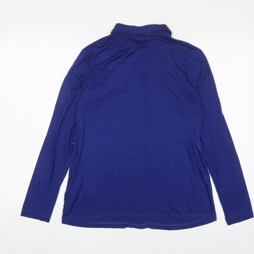Marks and Spencer Womens Blue Viscose Basic Button-Up Size 12 Collared