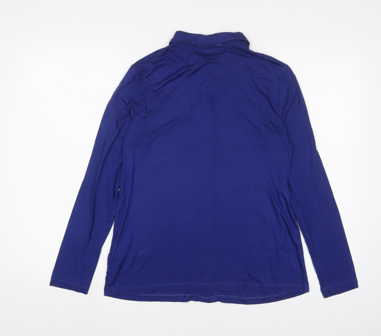 Marks and Spencer Womens Blue Viscose Basic Button-Up Size 12 Collared