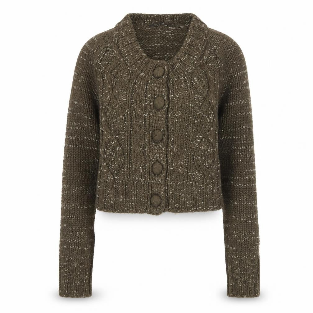 Brave Soul Womens Green Scoop Neck Acrylic Cardigan Jumper Size 10 - Button up