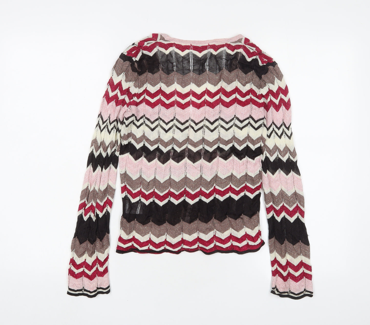 Planet Womens Multicoloured V-Neck Striped Viscose Cardigan Jumper Size XS - Glitter
