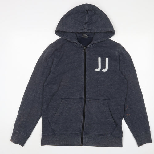 JACK & JONES Mens Blue Cotton Full Zip Hoodie Size M - Logo