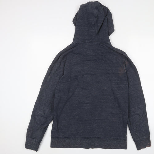 JACK & JONES Mens Blue Cotton Full Zip Hoodie Size M - Logo