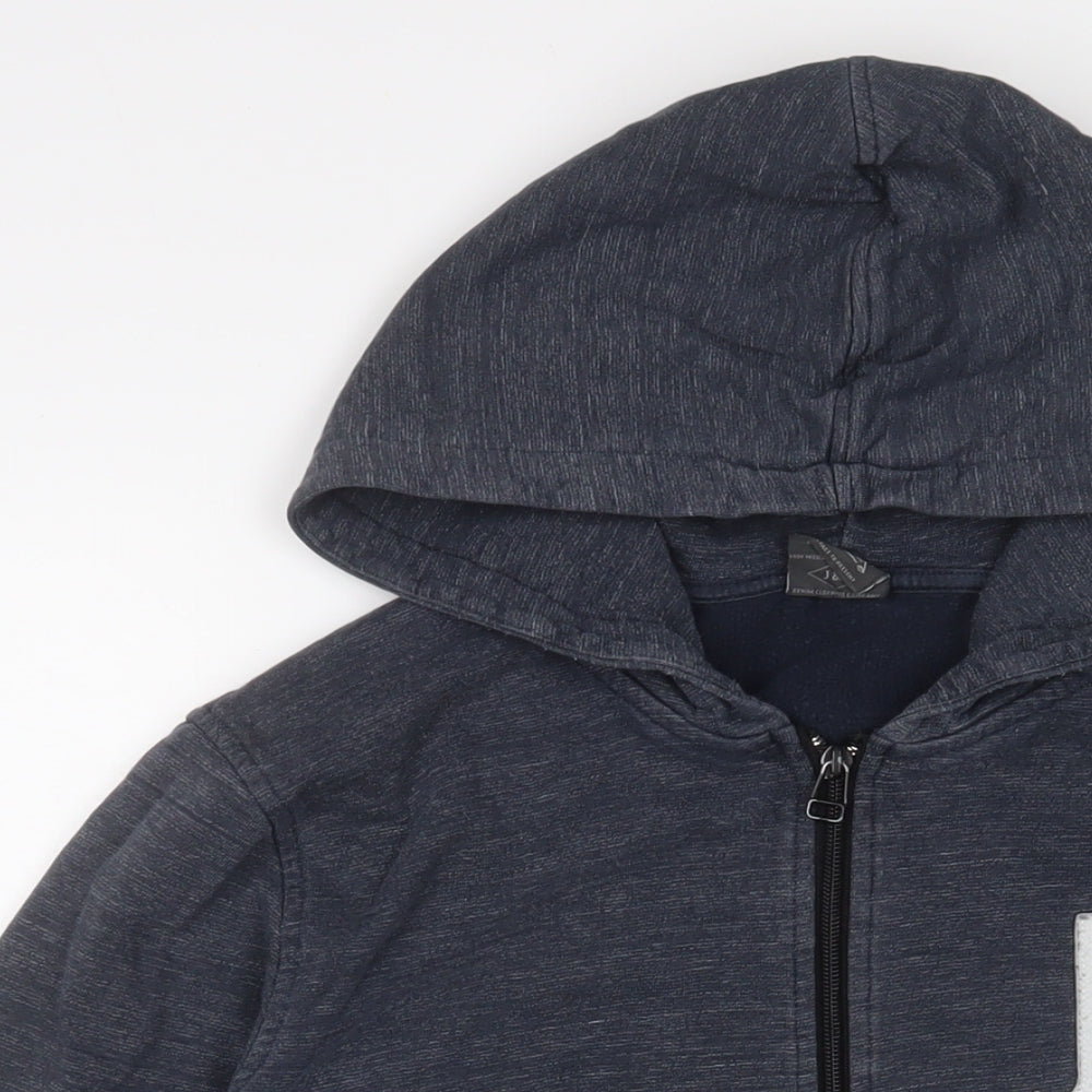 JACK & JONES Mens Blue Cotton Full Zip Hoodie Size M - Logo