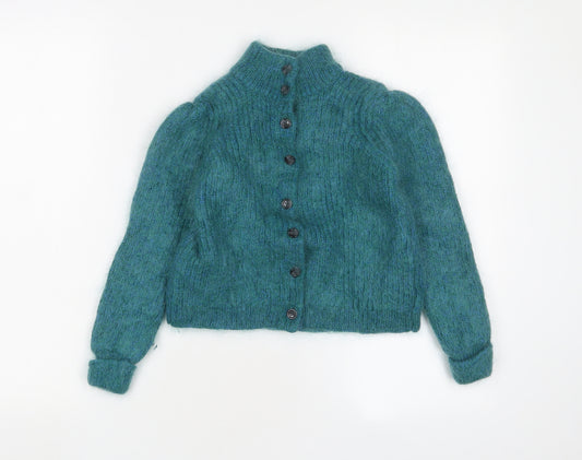 Whistles Womens Blue Crew Neck Nylon Cardigan Jumper Size 12