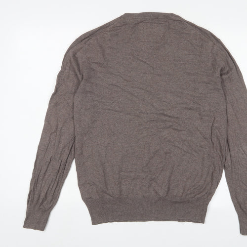 Superdry Mens Brown Crew Neck Cotton Pullover Jumper Size XL Long Sleeve - Logo, Embroidered