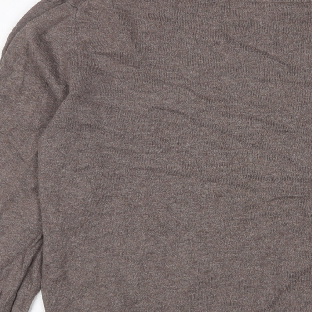 Superdry Mens Brown Crew Neck Cotton Pullover Jumper Size XL Long Sleeve - Logo, Embroidered