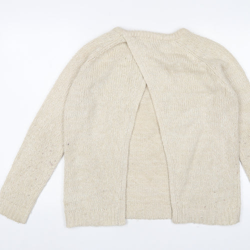 Brave Soul Womens Beige Crew Neck Acrylic Pullover Jumper Size S