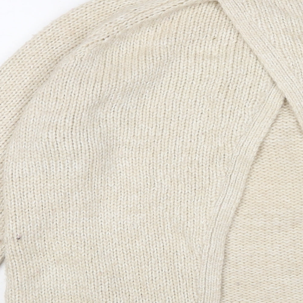 Brave Soul Womens Beige Crew Neck Acrylic Pullover Jumper Size S