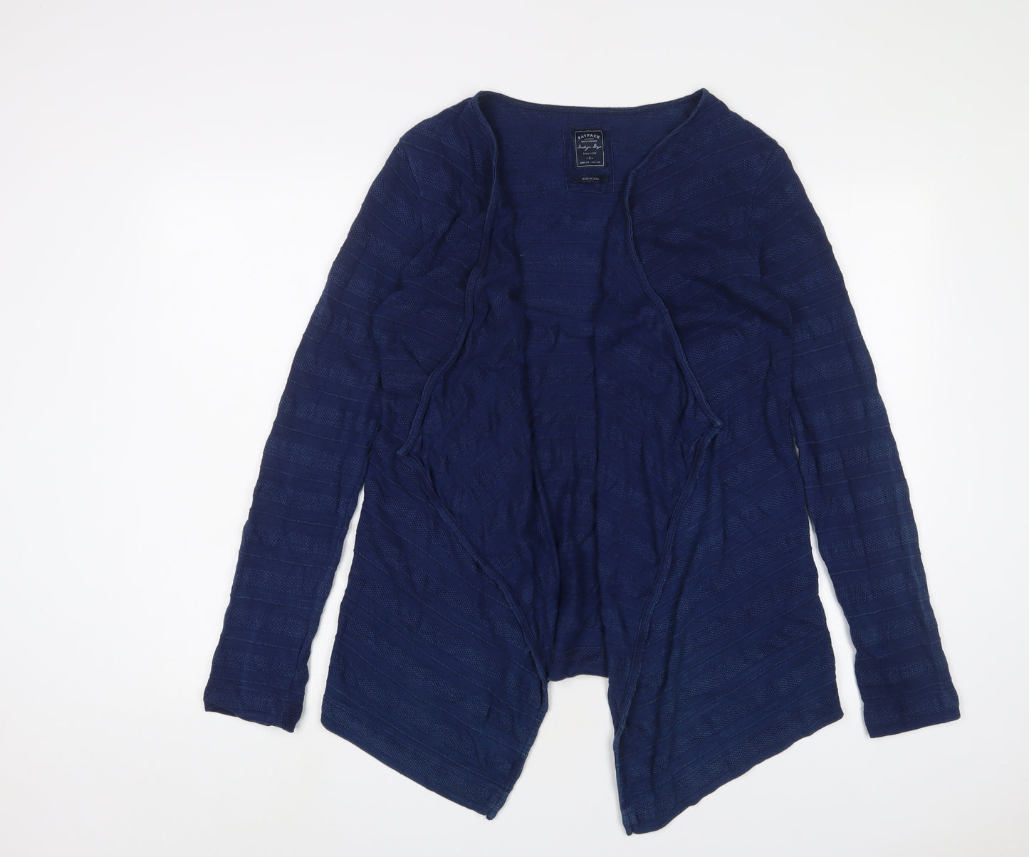 Fat Face Womens Blue V-Neck Cotton Cardigan Jumper Size 8 - Open