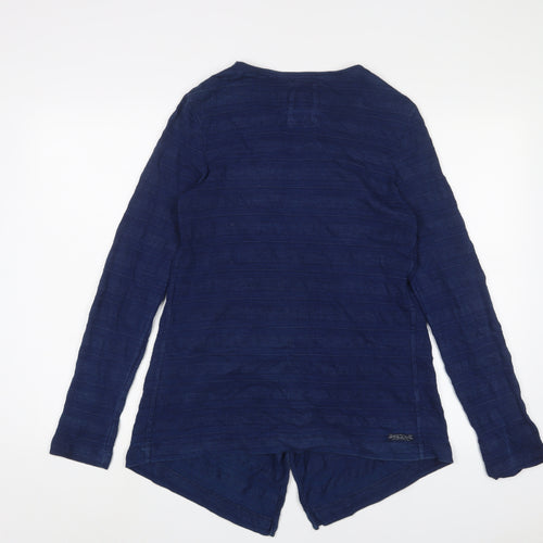 Fat Face Womens Blue V-Neck Cotton Cardigan Jumper Size 8 - Open