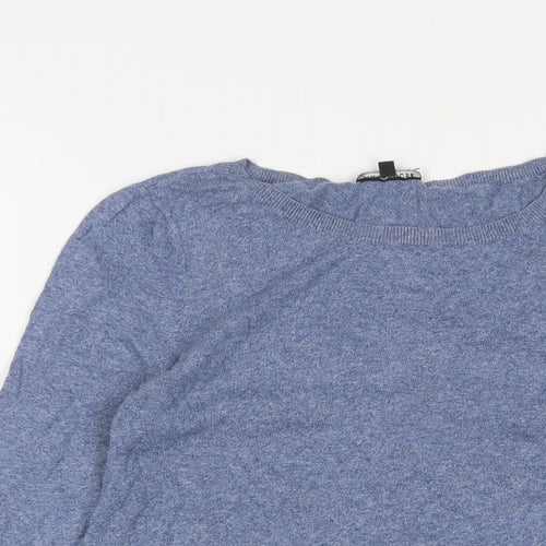 Warehouse Womens Blue Crew Neck Cotton Pullover Jumper Size 10