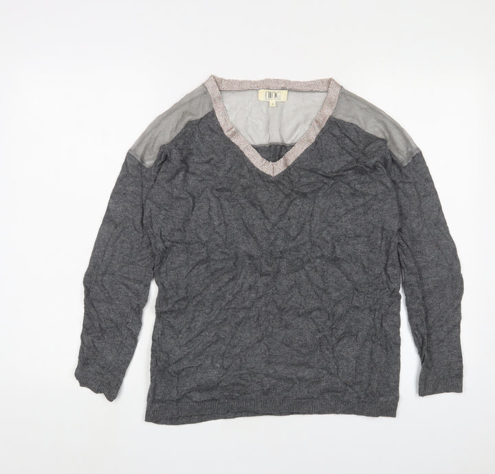 Savannah Miller Womens Grey V-Neck Viscose Pullover Jumper Size 8 - Glitter