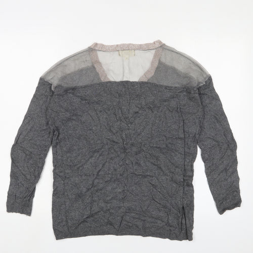 Savannah Miller Womens Grey V-Neck Viscose Pullover Jumper Size 8 - Glitter