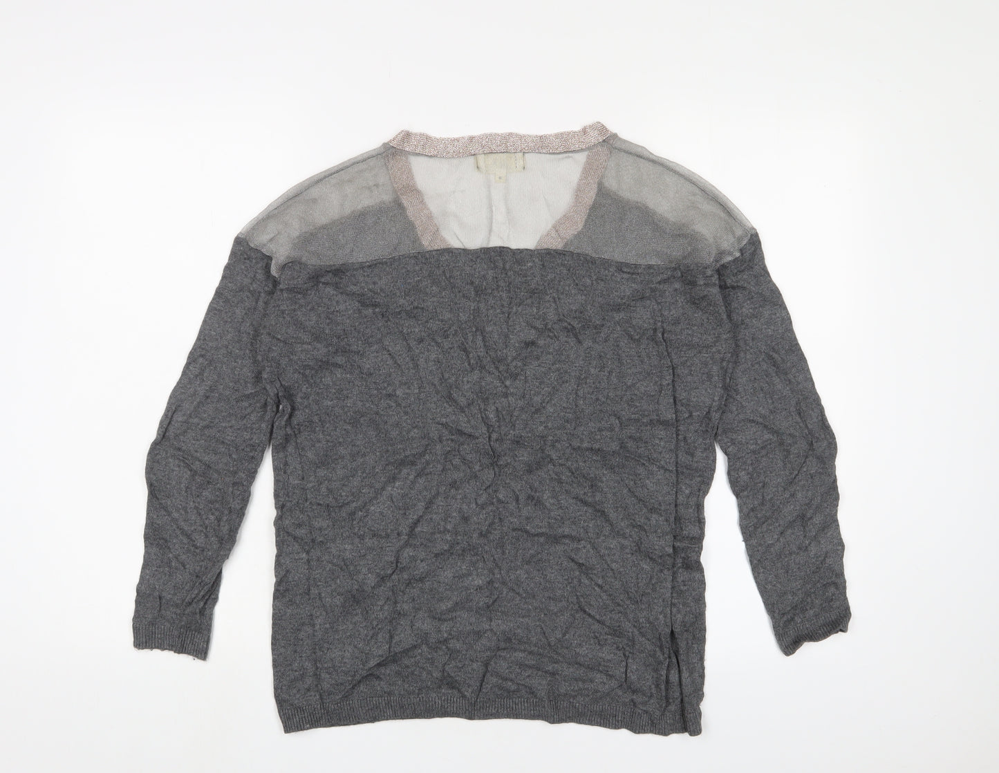 Savannah Miller Womens Grey V-Neck Viscose Pullover Jumper Size 8 - Glitter