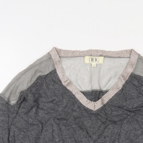 Savannah Miller Womens Grey V-Neck Viscose Pullover Jumper Size 8 - Glitter