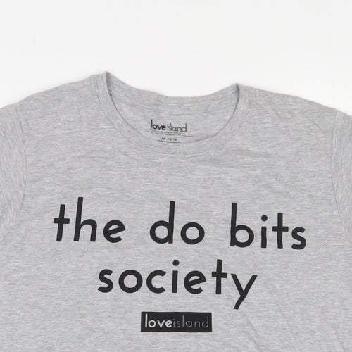 Love island Womens Grey Cotton Basic T-Shirt Size 12 Crew Neck - The do bits society