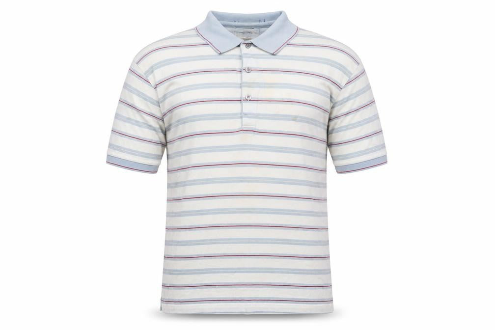 Slazenger Mens Blue Striped Cotton Basic Polo Size XL Collared Button - Golf