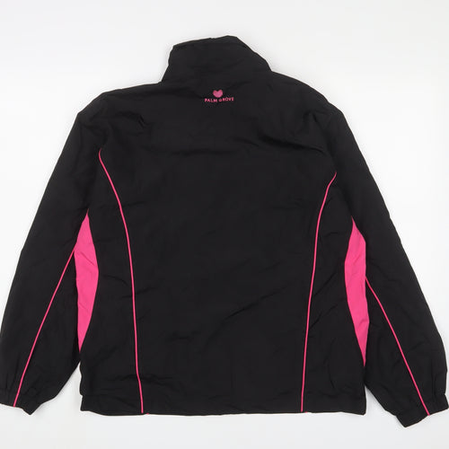 Palm Grove Womens Black Jacket Size 14 Zip - Logo, Embroidered