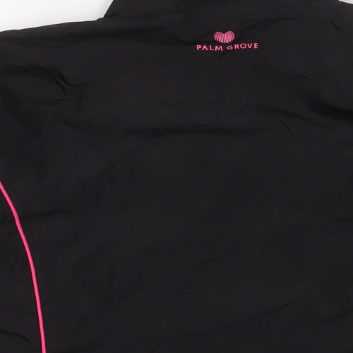 Palm Grove Womens Black Jacket Size 14 Zip - Logo, Embroidered