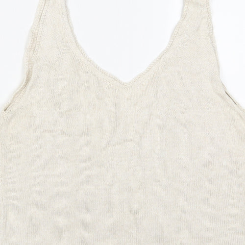 Kaliko Womens Beige Viscose Basic Tank Size 14 V-Neck