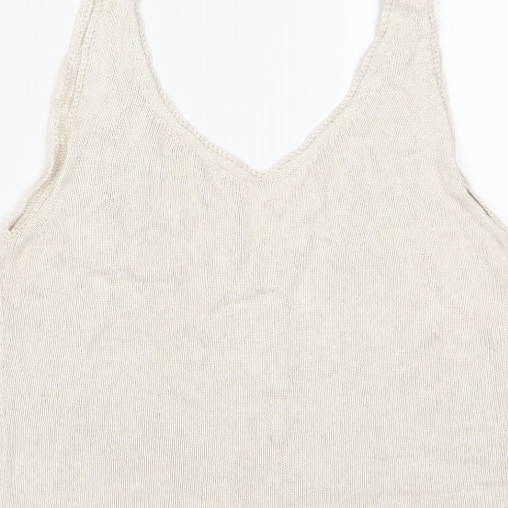 Kaliko Womens Beige Viscose Basic Tank Size 14 V-Neck