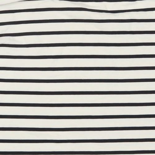 Pull&Bear Womens White Striped Cotton Pullover Sweatshirt Size M Pullover