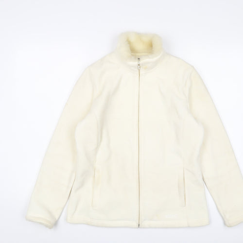 Maine Womens Ivory Jacket Size 12 Zip - Logo, Embroidered