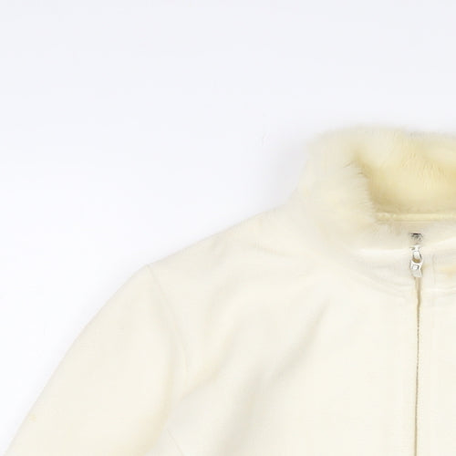 Maine Womens Ivory Jacket Size 12 Zip - Logo, Embroidered