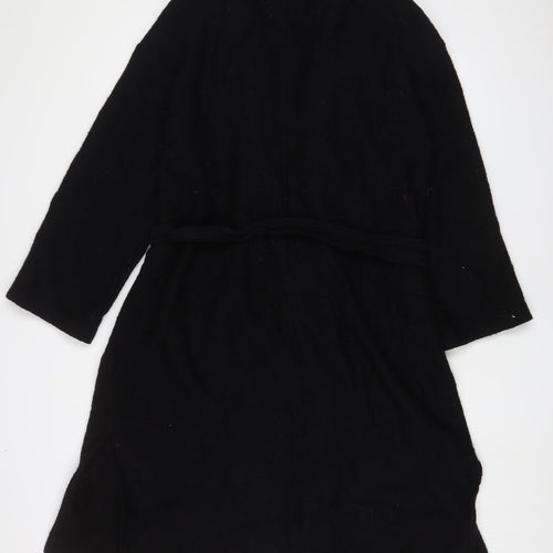 NICOLE FARHI Womens Black V-Neck Wool Cardigan Jumper Size L - Belted