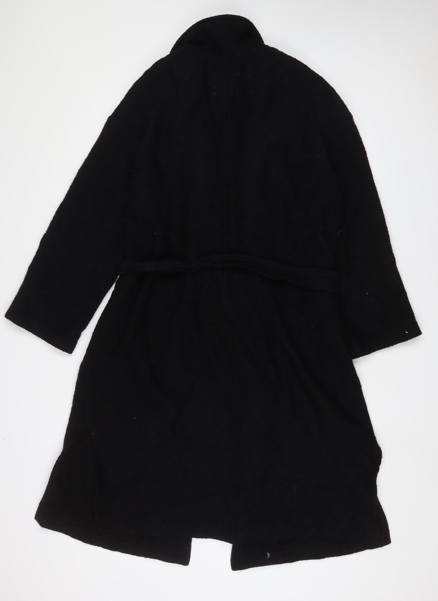 NICOLE FARHI Womens Black V-Neck Wool Cardigan Jumper Size L - Belted