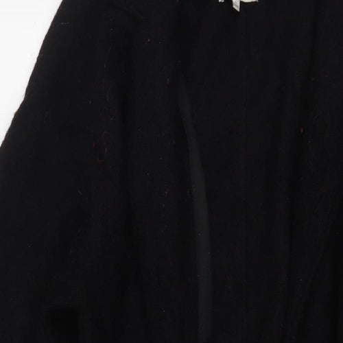 NICOLE FARHI Womens Black V-Neck Wool Cardigan Jumper Size L - Belted